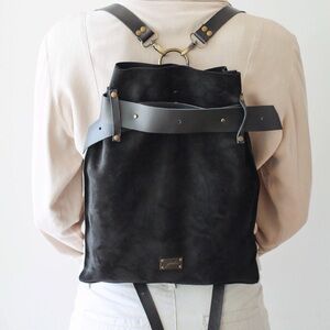 Black Leather Backpack
